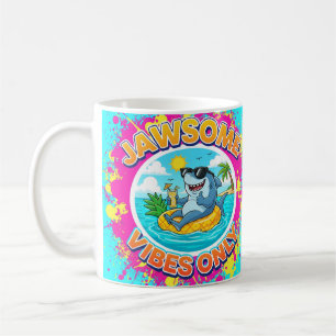 Jawsome Vibes Only Shark Cartoon Koffiemok