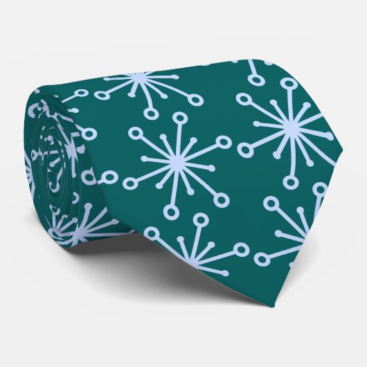 Jax Snowflake Foulard Blauwgroen tweezijdig Stropdas (Opgerold)