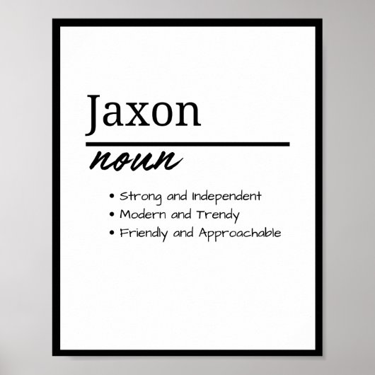 Jaxon, Jongen Gepersonaliseerde Naam Definitie Poster (Voorkant)