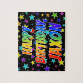 "JAXON" Voornaam, geun "HAPPY BIRTHDAY" Legpuzzel (Verticaal)