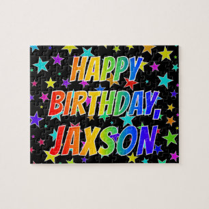"JAXSON" Voornaam, geun "HAPPY BIRTHDAY" Legpuzzel