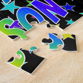 "JAXSON" Voornaam, geun "HAPPY BIRTHDAY" Legpuzzel (Zijkant)