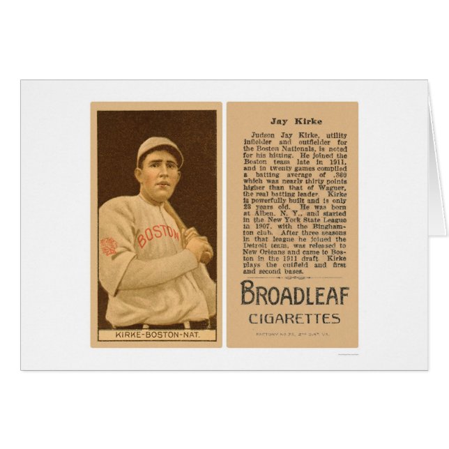 Jay Kirke Braves Baseball 1912 (Voorkant Horizontaal)