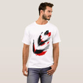Jay Niani Custom Feather - Black en Red T-shirt (Voorkant volledig)