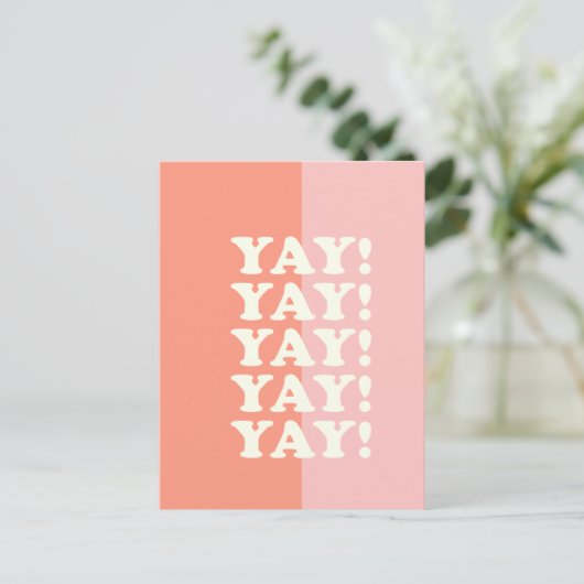 Jay! Positief oplopend roze en koraal Briefkaart (Staand voorkant)