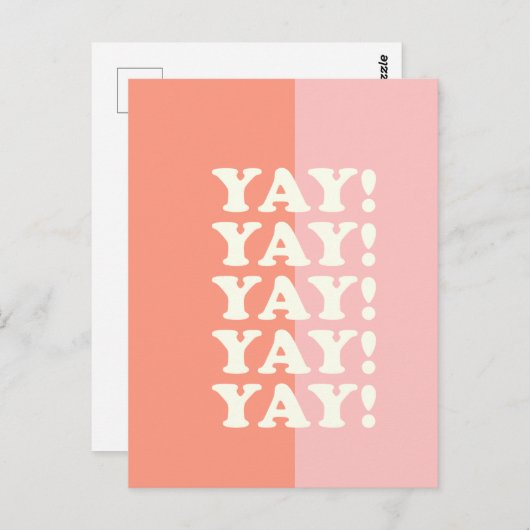 Jay! Positief oplopend roze en koraal Briefkaart (Voorkant / Achterkant)