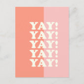 Jay! Positief oplopend roze en koraal Briefkaart (Voorkant)