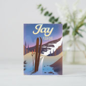 Jay Vermont USA ski-reisposter. Briefkaart (Staand voorkant)