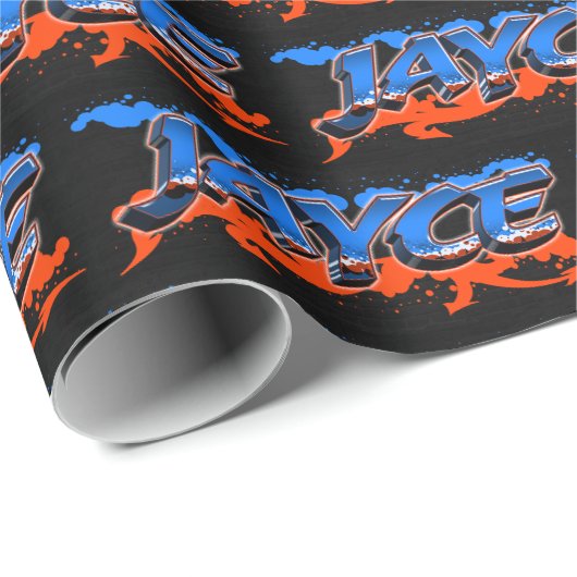 Jayce Vorname Name Graffiti blue orange Cadeaupapier (Rol Hoek)