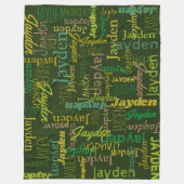 Jayden gepersonaliseerde naamschaduwen van groen fleece deken (Voorkant)