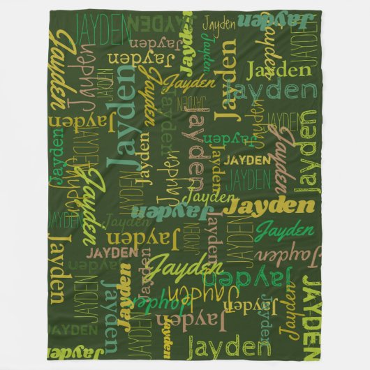 Jayden gepersonaliseerde naamschaduwen van groen fleece deken (Voorkant)