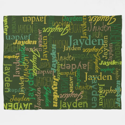 Jayden gepersonaliseerde naamschaduwen van groen fleece deken (Voorkant (Horizontaal))