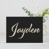 Jayden Name white gold Handwriting Karte Kaart (Staand voorkant)