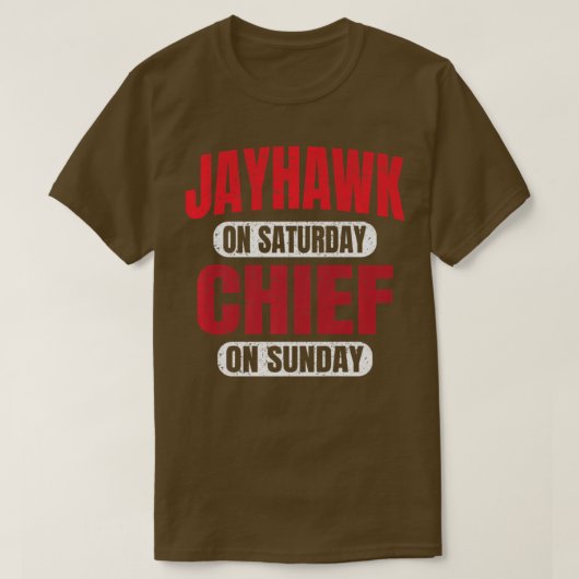 Jayhawk op zaterdag Chief op zondag Kansas City VI T-shirt (Design voorkant)