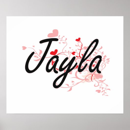 Jayla Artistieke naamontwerp met hart Poster (Voorkant)