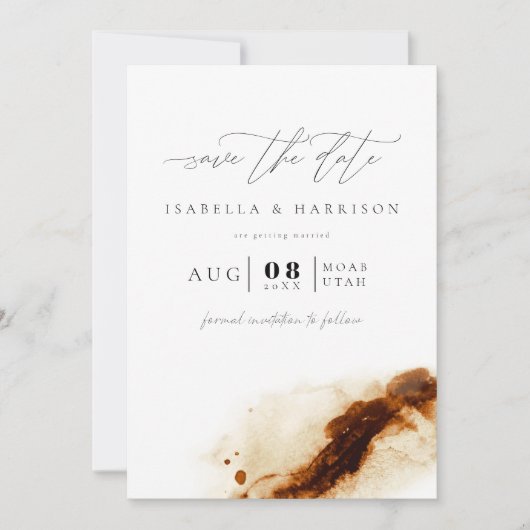 JAYLA Bohemian Terracotta Photo Save the Date Kaart (Voorkant)