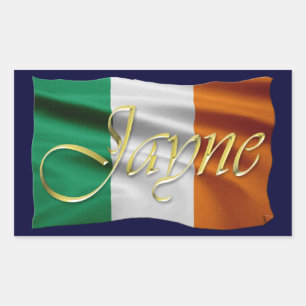 JAYNE Naam & Irish Flag Gepersonaliseerde Stickers