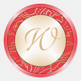 Jazmene Monogram Bruiloft Envelop Stickers-retro Ronde Sticker