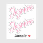 Jazmine Decoratieve Naam in Roze x2 Sticker (Vel)