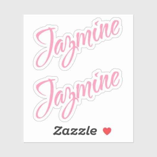 Jazmine Decoratieve Naam in Roze x2 Sticker (Vel)