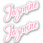 Jazmine Decoratieve Naam in Roze x2 Sticker (Voorkant)