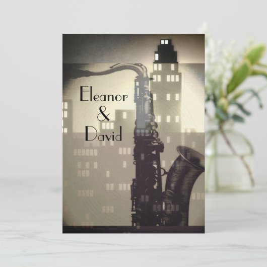 Jazz Age Art Deco huwelijksuitnodigingen Kaart (Staand voorkant)