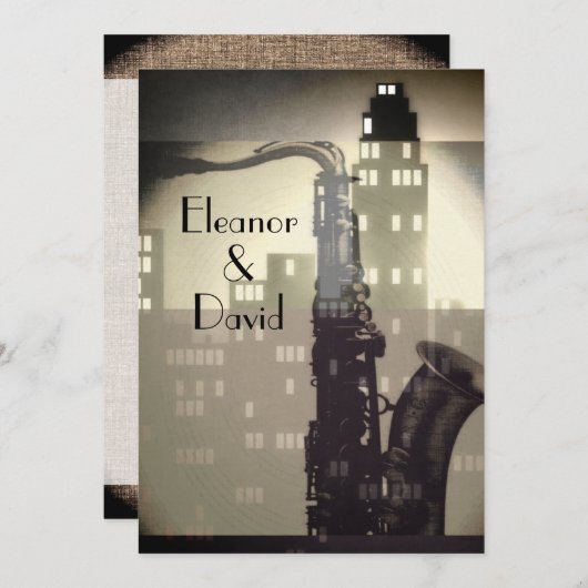 Jazz Age Art Deco huwelijksuitnodigingen Kaart (Voorkant / Achterkant)