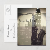 Jazz Age Art Deco huwelijksuitnodigingen Uitnodiging Briefkaart (Voorkant / Achterkant)