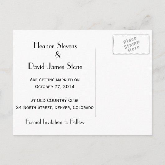 Jazz Age Art Deco huwelijksuitnodigingen Uitnodiging Briefkaart (Achterkant)