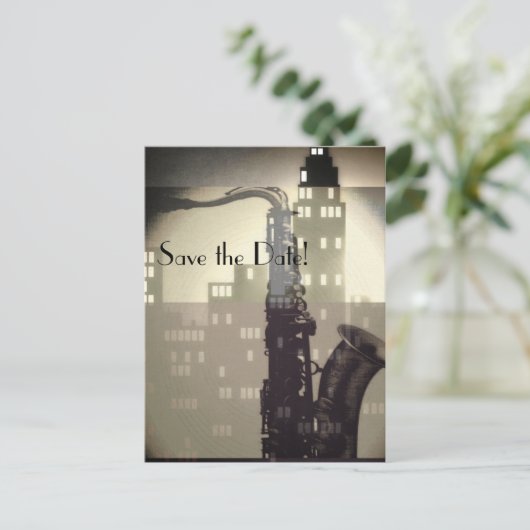 Jazz Age Art Deco huwelijksuitnodigingen Uitnodiging Briefkaart (Staand voorkant)