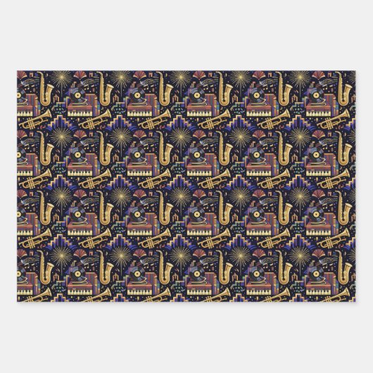 Jazz Age Celebration Pattern Inpakpapier Vel (Voorkant)