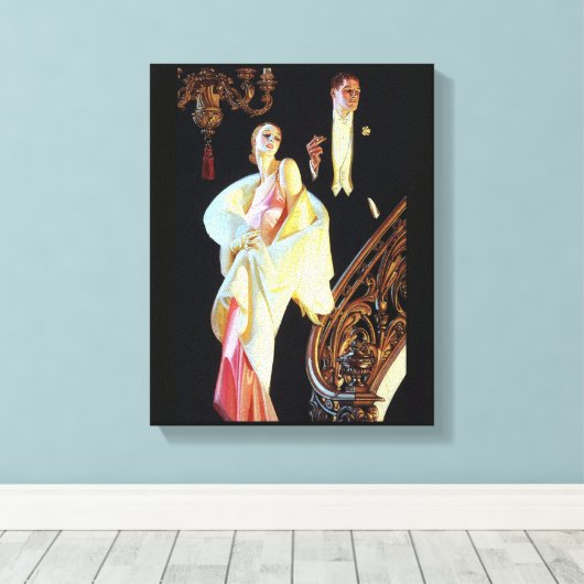 Jazz Age Couple Stretched Canvas Afdrukken (Insitu (Houten vloer))