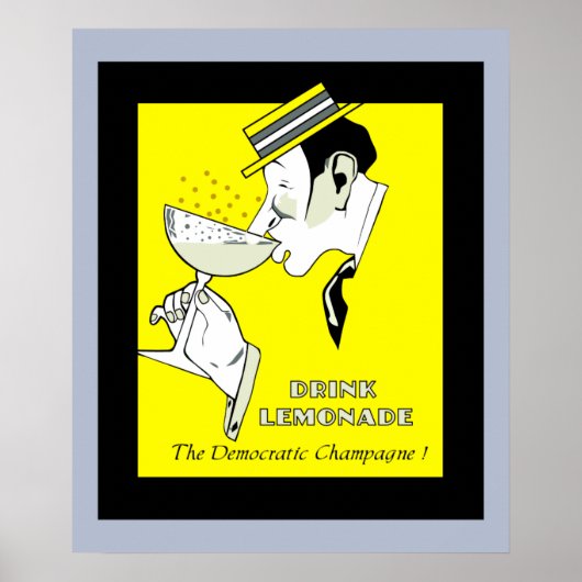 Jazz age deco Art lemonade Champagne, 24 x 20 inch Poster (Voorkant)
