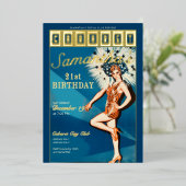 Jazz Age Flapper Cabaret Paris Glam Verjaardagsfee Folie Uitnodiging (Staand Voorkant)