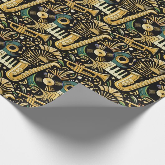 Jazz Age Music Pattern Cadeaupapier (Hoek)