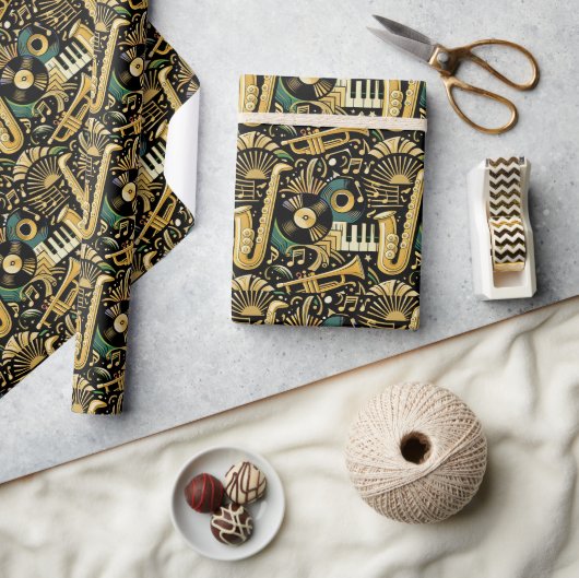 Jazz Age Muziekpatroon Cadeaupapier (Crafts)