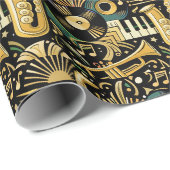 Jazz Age Muziekpatroon Cadeaupapier (Rol Hoek)