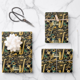 Jazz Age Muziekpatroon Inpakpapier Vel