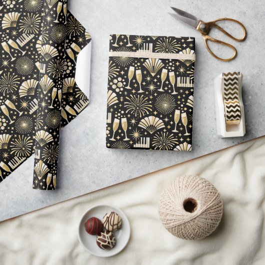 Jazz Age Nieuwjaars Patroon Cadeaupapier (Crafts)