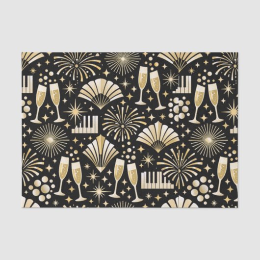 Jazz Age Nieuwjaars Patroon Tissuepapier (Voorkant)