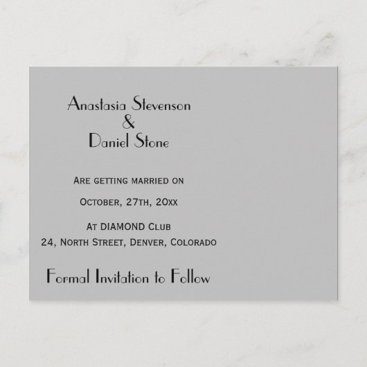 Jazz Age Saxofoon City Skyline Bruiloft Set Aankondigingskaart (Achterkant)