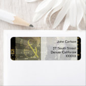 Jazz Age Saxofoon City Skyline Bruiloft Set Etiket (Insitu)