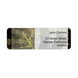 Jazz Age Saxofoon City Skyline Bruiloft Set Etiket