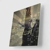 Jazz Age Saxophone City Skyline Wedding Gift Vierkante Klok (Hoek)