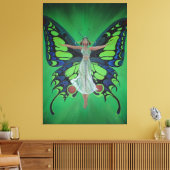 Jazz Age Showgirl Flapper Wearing Butterfly Wings Canvas Afdruk (Insitu (Woonkamer))