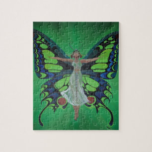 Jazz Age Showgirl Flapper Wearing Butterfly Wings Legpuzzel