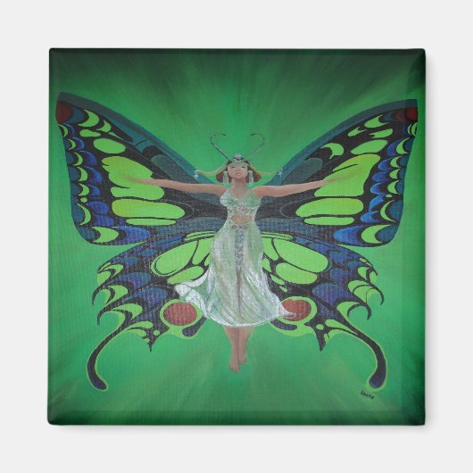 Jazz Age Showgirl Flapper Wearing Butterfly Wings Magneet (Voorkant)