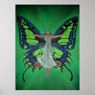 Jazz Age Showgirl Flapper Wearing Butterfly Wings Poster