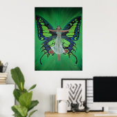 Jazz Age Showgirl Flapper Wearing Butterfly Wings Poster (Thuiskantoor)