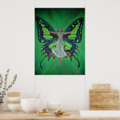 Jazz Age Showgirl Flapper Wearing Butterfly Wings Poster (Keuken)